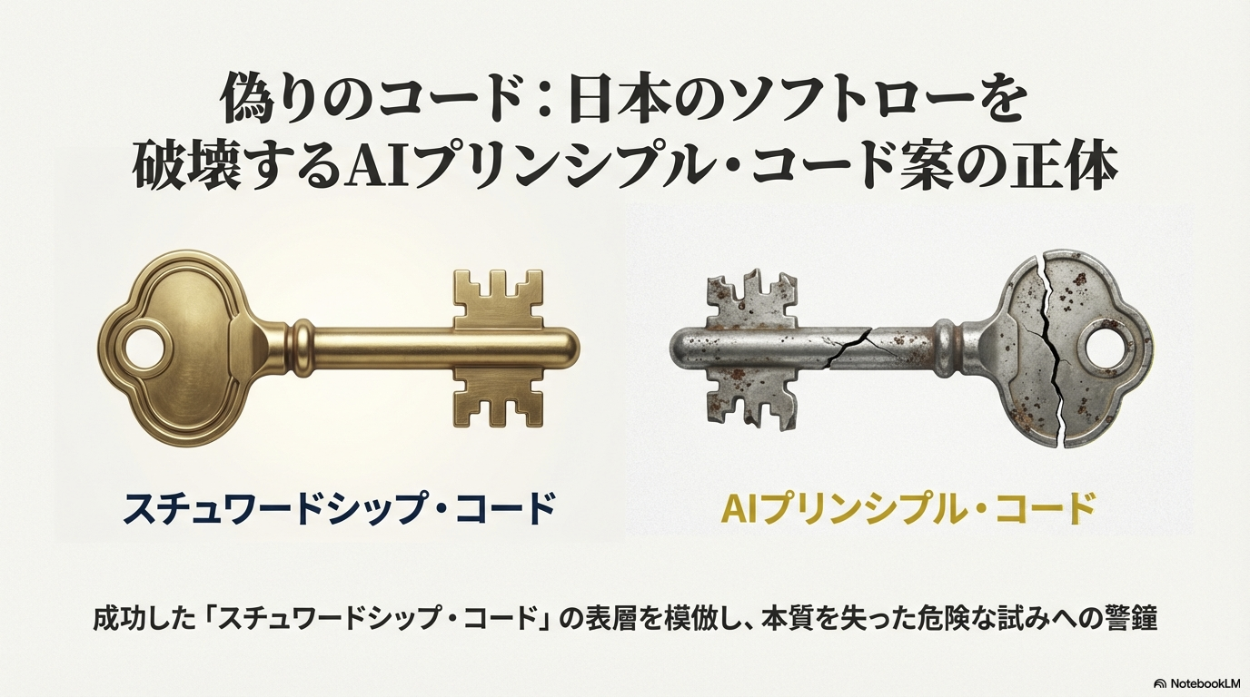 高木浩光@自宅の日記 - 代替可能性を欠く「AIプリンシプル・コード」——スチュワードシップ・コードの劣化コピーが日本のソフトローを破壊する